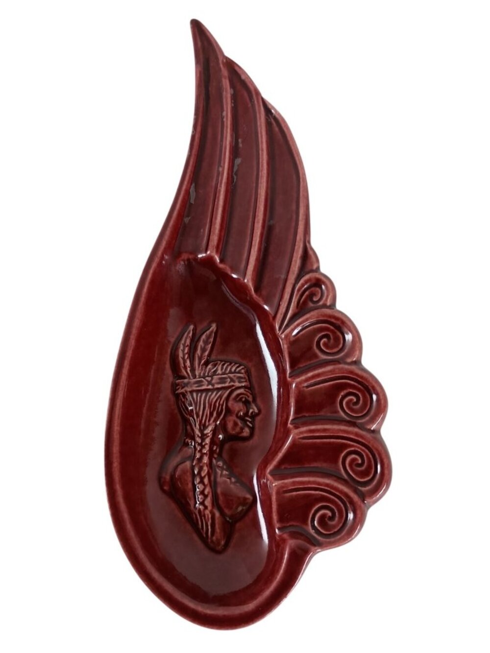 Red Wing Pottery "Pretty Red Wing" Ashtray (Rare Indian Maiden Version) Vintage